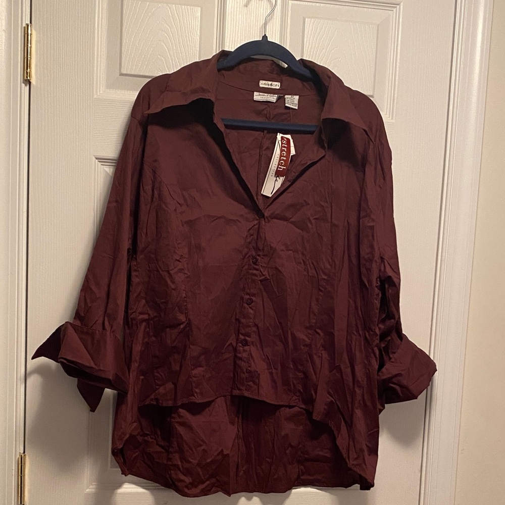Jamie Nicole Brown High Low Button Down Shirt…size 4X